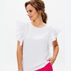 Madewell Ivory Layered Ruffle Blouse